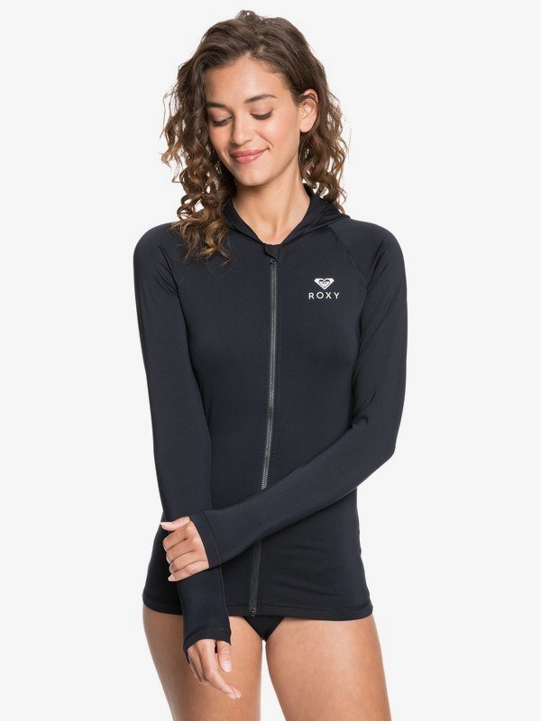 ROXY WOMEN'S L/S HOODED RASH VEST BLK XL - LAHINCH SURF SHOP